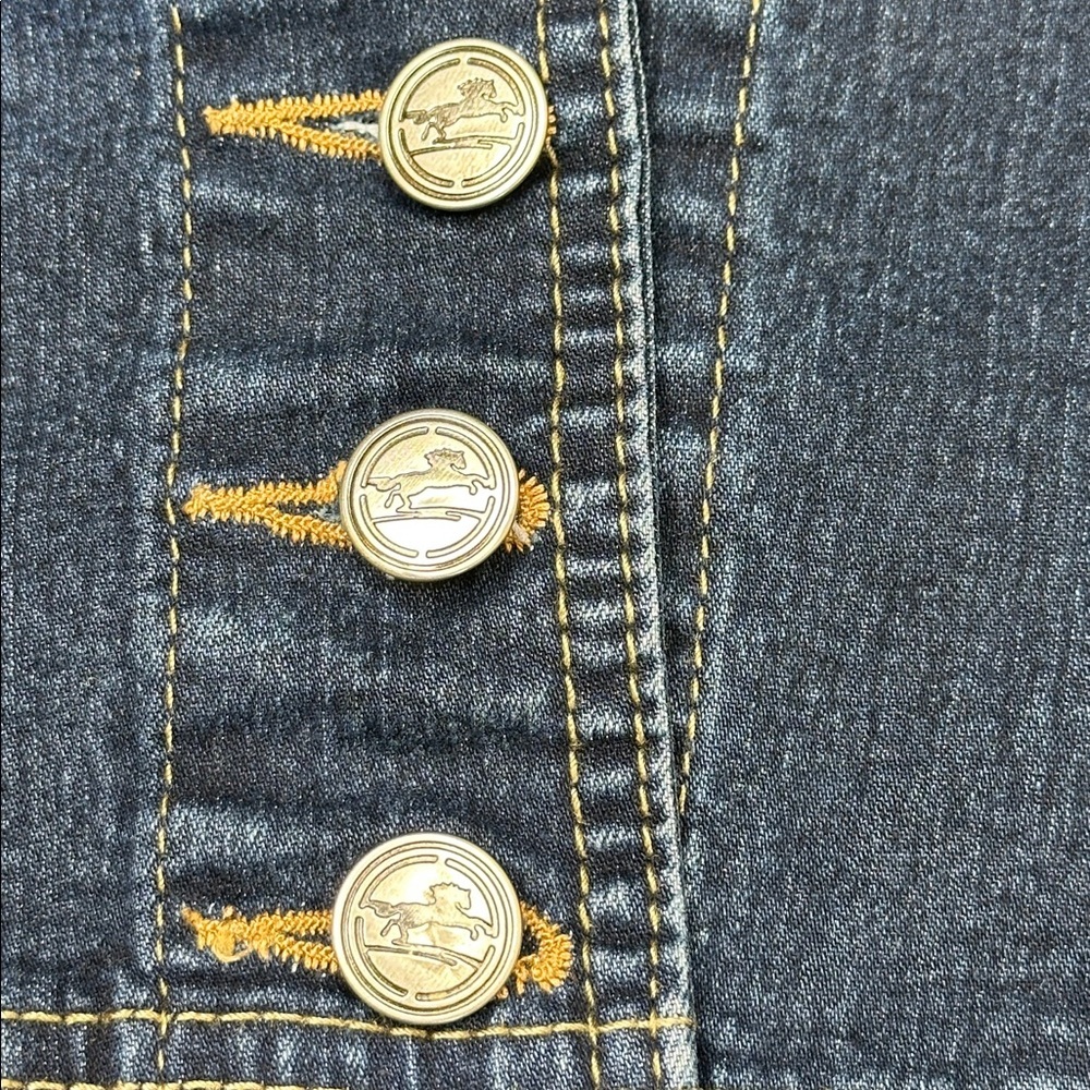 Vintage Valentino‎ Blue Denim 3 Button Blazer Style Embroidered Jean Jacket L - Picture 5 of 10